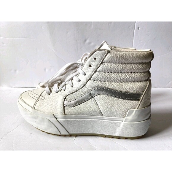 Vans Shoes - Vans Sk8-Hi Shoes Women's Size 9.5 Men's Size 8 Stacked Platform White Sneakers